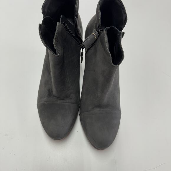 Rag‎ & Bone Boots Womens 37.5 Grey Black Harrow Suede Block Heel Ankle Bootie - Picture 8 of 11